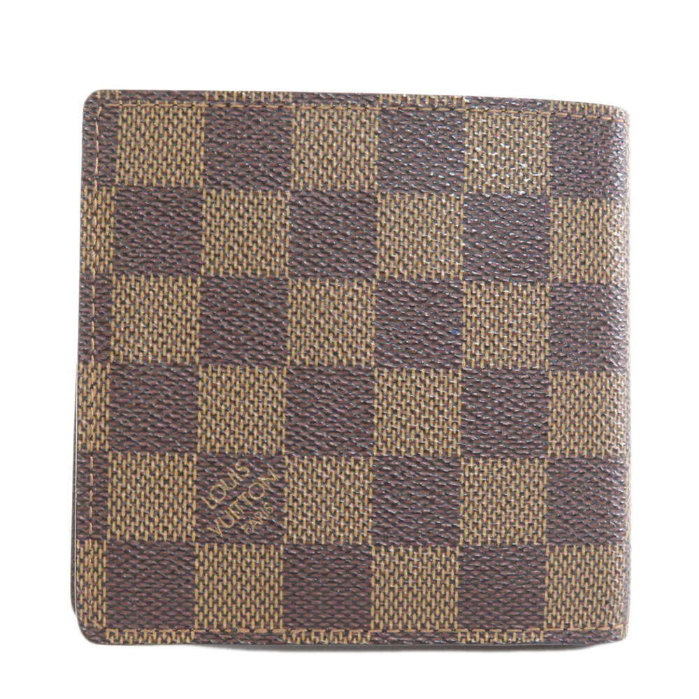 Louis Vuitton Ebene Brown Wallet Damier Portefeuille Marco fold Canvas Bi Brown